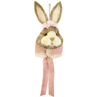 I.GE.A. Dekofigur »Tierfigur Bast-Hasenkopf Hase Osterhasen Deko Ostern Osterdeko«, Türdeko Wanddeko Osterfigur Frühlingsdeko Dekohase Skulptur Frühling, rosa