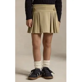 Polo Ralph Lauren für Mädchen. 312749584002 Beige plissierte Hosenrock aus Ponte (6años= 117/123cm), Lässig, Polyester, Kinderbekleidung