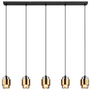 Globo Hängeleuchte , Schwarz, Messingfarben , Metall, Glas , 10x150x105 cm , Lampen & Leuchten, Innenbeleuchtung, Hängeleuchten, Pendelleuchten