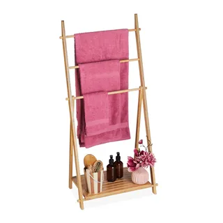 Relaxdays Handtuchleiter Klappbar Hellbraun 53x110x31,5 cm
