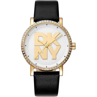 Dkny Soho Logo 36 Mm Damenuhr - Black / Silver Grey / Yellow Gold / Mineral - One Size