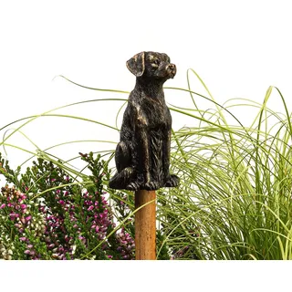 Cane Companions Dekorativer Labrador-Pfahlaufsatz – handgefertigter Blumentopf Gartendekoration – Outdoor-Figur