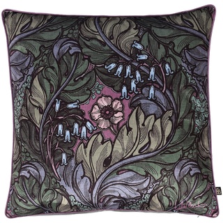 Laurence Llewelyn-Bowen Rambleicious Kissen mit Samtfüllung, dunkelgrün, 55 x 55 cm, Mehrfarbig, Damast-Blumenmuster, Füllung/Polsterung im Lieferumfang enthalten, traditionelles/Vintage-Muster