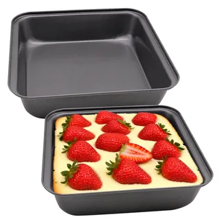 INHEMING Quadratische Auflaufform, Edelstahl Brownie Kuchenform Eckig,22cm backform eckig mit Antihaftbeschichtet für Heißluftfritteuse, Lasagne, Kuchen