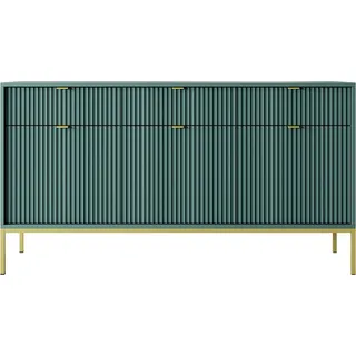 Kommode, Kommode mit dekorativen Fronten, Glam - Kommode, moderne Kommode, Kommode mit Türen, Kommode mit Metallgriffen, - 154 x 83 x 39 cm - Kommode Light KSZ154 Türkis + Gold - Türkis, Gold