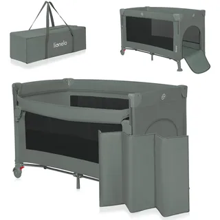 lionelo Ellen 3 in 1 Reisebett von 0 bis 3 Jahren, Beistellbett für Neugeborene und ältere Kinder bis 15 kg, 2 Matratzenhöhen, Befestigungsgurte, seitlicher Reißverschluss, 2 Rollen, Tasche