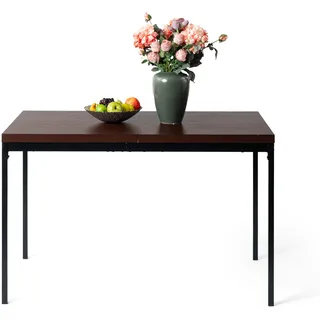 FurnitureR Espresso rechteckiger Dining-Tisch, L-120 cm für 4-6 Personen, Sleek Modernes Design, Thick Wood Top mit Metallrahmen, vielseitig und minimalistisch, Akzent für Outdoor & Innen 120 x 70 x