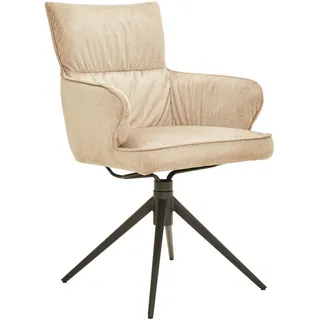 Dieter Knoll Armlehnstuhl , Creme , Metall, Textil , Drehkreuz, Stativgestell , 58x91x62 cm , Typenauswahl, Wippfunktion, Sitzfläche 360° drehbar, automatische Rückholfunktion , Esszimmer, Stühle, Polsterstühle