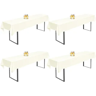 4 Stück Biertisch Tischdecke Elfenbein für 50cm u.70cm Biertische Hussen für Biertisch Biertischhussen Rechteckige Tischdecken Waschbar 110x260cm (Elfenbein)