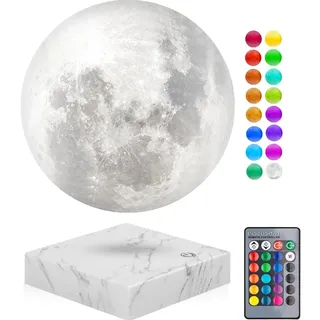 VGAzer mond lampe 3D Druck magnetschwebende mondlicht Lampen Rotierende Schwebende Mondlampe für Zuhause, Büro Decor (Quadratisch Marmor)