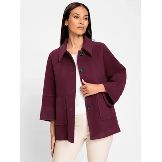 Outdoorjacke HEINE, Damen, Gr. 50, rot (bordeaux), 50% Polyester, 50% Wolle, meliert, unifarben, Jacken Outdoorjacke