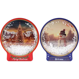 Keksdose Schneekugel XL gefüllt mit Keksen, Weihnachtskeksdose, Schneekugeleffekt zum Schütteln, perfekte Deko für Advent und Weihnachten, Keksaufbewahrung, Plätzchendose, ideal für Adventsteller