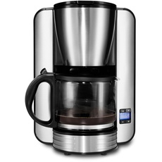 MEDION Kaffeemaschine mit Timer (1080 Watt, 1,5 Liter Fassungsvermögen, 12 Tassen, Tropf-Stopp, MD 16230) Edelstahlgehäuse