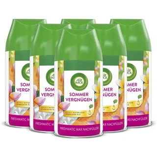 Air Wick Freshmatic Max – Nachfüller Set – Automatisches Raumspray – Raumduft Sommervergnügen – 6 x 250 ml Nachfüller