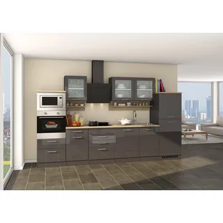 KOCHSTATION Küchenzeile »KS-Mailand« mit Elektrogeräten, Breite 340 cm, grau