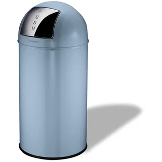 Fackelmann BERLIN Push Abfallsammler 40L in Stahlblau – Klassisches Retro-Design, Großes Fassungsvolumen, Lackiertes Edelstahlgehäuse