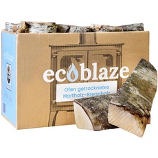 EcoBlaze ofengetrocknetes Brennholz – Pizzaofenholz – Hartholzscheite für Holzbrenner – perfekt für Feuerstellen, Cheminées, Kamine und Lagerfeuer – unter 20% getrocknet – 20-l- Karton