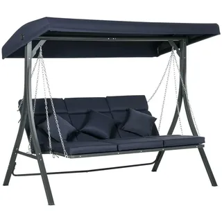 Das Outsunny Hollywoodschaukel Dunkelblau, Metall, 118x168x198 cm - dunkelblau, schwarz