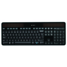 Logitech K750 Kabellose Solar Tastatur für Windows, 2,4 GHz kabellos mit USB-Unifying-Empfänger, Ultradünn, Kompatibel mit PC, Laptop, Englishes QWERTY-Layout - Schwarz