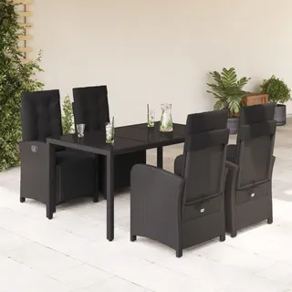 Schlichtes Gartenmöbel Set Balkonmöbel-Set 5-tlg. Garten-Essgruppe mit Kissen Schwarz Poly Rattan - Gartenmöbelgarnituren DE5440022 3parcel - Schwarz