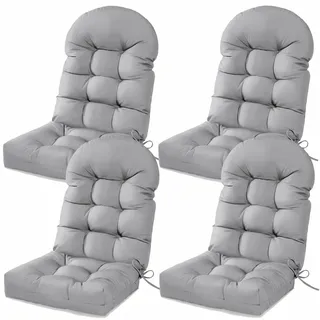 Hochrücken Adirondack Stuhlkissen, Adirondack Gartenstuhlauflagen Hochlehner, Hochlehner Auflage, wasserdichte Schaukelstuhlkissen, Terrassekissen für Möbel im Freien,Grau,4 Piece