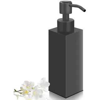 GLUBEE Seifenspender Schwarz, Nachfüllbarer Spülmittelspender für Arbeitsplatte, Bad und Küche, Seifenspender Schwarz matt mit Pumpspender, Soap Dispenser