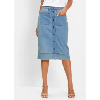bonprix Jeansrock schmale Passform, mit Knopfleiste, blau bleached
