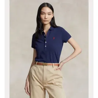 Polo Ralph Lauren für Damen. 211870245002 Stretch-Poloshirt Slim Fit navy (S), Lässig, Baumwolle, Kurzarm, Marine