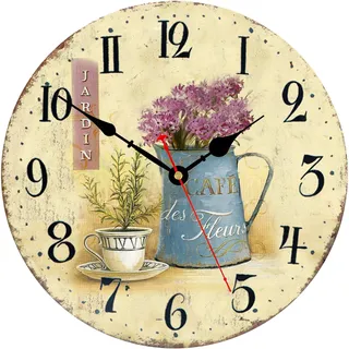 Toudorp Küchenuhr Wanduhr 20 cm Retro Blumen Arabische Ziffern