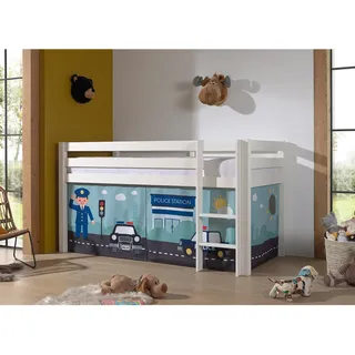 Dream Tree Halbhochbett 90x200 cm Zita Weiß - Polizei - Weiß