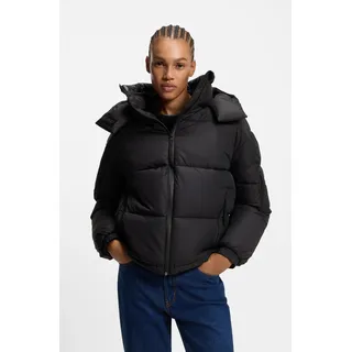 Steppjacke HUGO BLUE "Farida", Damen, Gr. M, schwarz 001, Web, Obermaterial: 100% Polyamid, unifarben, relaxed fit hüftlang, hoch geschlossener Ausschnitt, elastischer Bund, Jacken Steppjacke, im Relaxed Fit mit verkürzter Länge