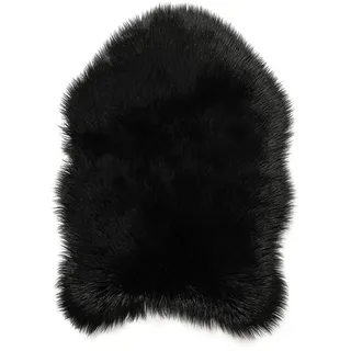 Teppich Wölkchen Schaffell Lammfell Imitat Fellteppich Kunstfell Teppich - Flauschiger Teppich, Bettvorleger, Fell für Sofa - Schwarz - 80x120cm