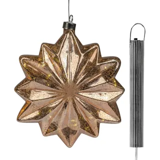 formano LED-Hängestern Amber aus Glas, warmweiß, 20 cm, mit Timer 6h / 18h