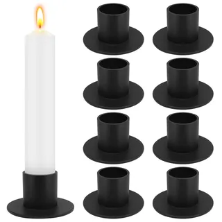 Muzhu 8er Set Kerzenhalter für Stabkerzen Schwarz, Retro-Kerzenlicht-Dinner Kerzenständer aus Metall für Hochzeit Wohnzimmer Kamin Esstisch,Geschenk für Weihnachten,Adventskranz(20mm)