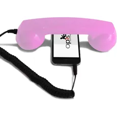 Opis 60s Micro - Retro Handyhörer für Android Smartphones, Tablets, Notebooks und Handys in der Form eines klassischen Telefonhörers (pink)