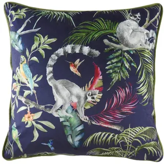Evans Lichfield Kissenbezug Dschungel Lemur, Polyester, blau, 43 x 43 cm