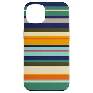Bunte dekorative gestreifte minimalistische Retro-Streifen Hülle für iPhone 13