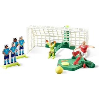 TOMY Xtreme Goal Fußballspiel, actionreiches Sportspiel für Kinder, Torwart mit Sprungfunktion, Einstellbarer Schuss, Elfmeter und Freistöße, für 2–4 Spieler, ab 4 Jahren, ohne Batterien