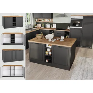 kochstation Unterschrank Kücheninsel KS-Lana 153 x 100 x 86 cm Grau