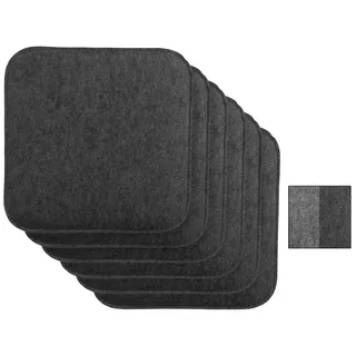 Brandsseller Wende-Sitzkissen Filz 6er Vorteilspack zweifarig Eckig Stuhlkissen Sitzauflage Gepolstert - 35 x 35 x 1,5 cm Anthrazit/Grau