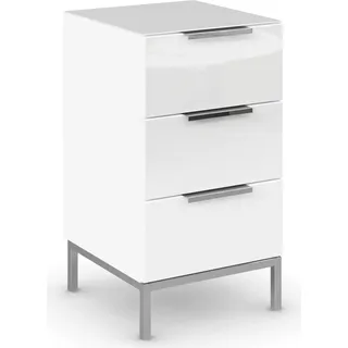 Rauch »Nachttisch Nachtschrank Nachtkonsole FLIPP mit Glasfront« Breite 40 cm, mit 3 Schubladen und Soft-Close-Funktion, Oberboden und Front glas weiß