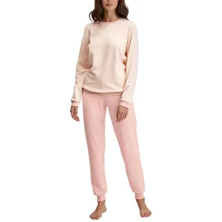CALIDA Soft Dreams Bündchen-Pyjama Damen, Frottee-Qualität aus Baumwollmix Pearl Blush 44-46