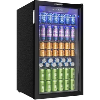 euhomy Getränkekühlschrank 90 l 126 Dosen 850 mm hoch Schwarz