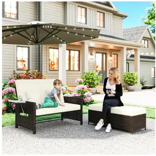 Outsunny Loungesofa Zweisitzer braun/beige