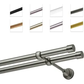 MDEKOR Gardinenstange Vorhangstange 19 mm mit Endkappen, einfache Montage, Wand, 2-läufig, Antik Stahl, 360 cm