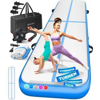 KESSER® Turnmatte Aufblasbar Airtrack 2m/3m/4m/5m/6m Fitness-Matte Gymnastikmatte | inkl. Tragetasche & elektr. Luftpumpe | Yogamatte, Tumbling Matten, Trainingsmatte, Turn- & Fitness