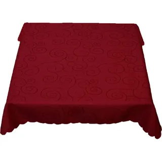 Tischdecke Ranken Schnörkel glänzend Ornament  rot - 130 x 260 cm - Rot