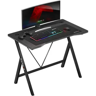 Huzaro Hero 1.4 | Computertisch Gamingtisch Schreibtisch Bürotisch | 100 x 50 cm | Kabeldurchführung | Stahlkonstruktion Carbon Tischplatte | Schwarz - Schwarz