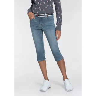 KangaROOS Caprijeans »CAPRI-JEANS mit Gürtel« Set, mit abnehmbarem Gürtel, Skinny Fit, mit Schlitz, normale Leibhöhe, blau