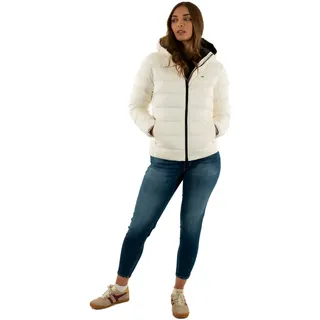 Tommy Hilfiger Tommy Jeans Damen Tjw Slim Hood Prnt Down Jckt Ext Dw0dw21617 Pufferjacke, White (Ecru), S EU
